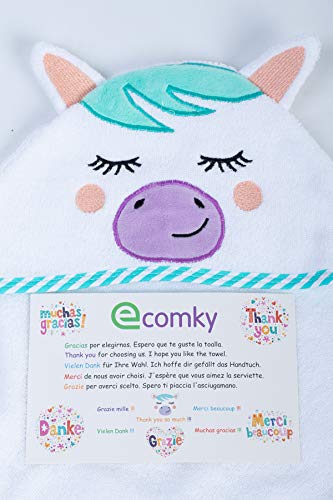 Ecomky Toalla Bebé con Capucha Capa Baño Infantil Poncho 100% Algodón Diseñado en España Regalo Recién Nacido Niñas Niños de 1,2,3,4 y 5 años Unisex Grande 90X90 cm Suave Absorbente 0-5 Años