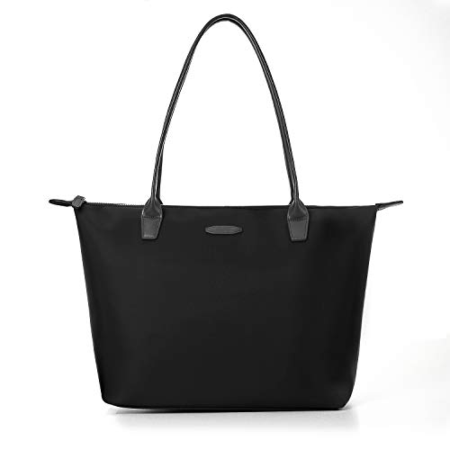 ECOSUSI Bolsos Totes Mujer Bolso de Compras de Nylon Bolso de Hombro Bolso de Trabajo Bandolera para el Trabajo Escolar Viajes de Compras Negro