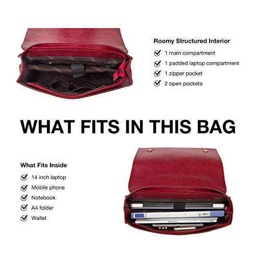 ECOSUSI Faux Leather Maletín Hombro Laptop Messenger Bag Fit 14" Laptop