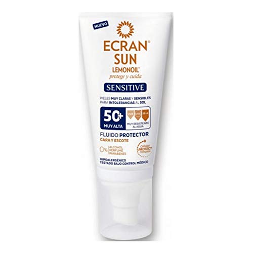 Ecran Sun Sensitive, Protector Solar de Cara y Escote para Pieles Muy Claras, Sensibles e Intolerantes al Sol, con SPF50+ - 50 ml