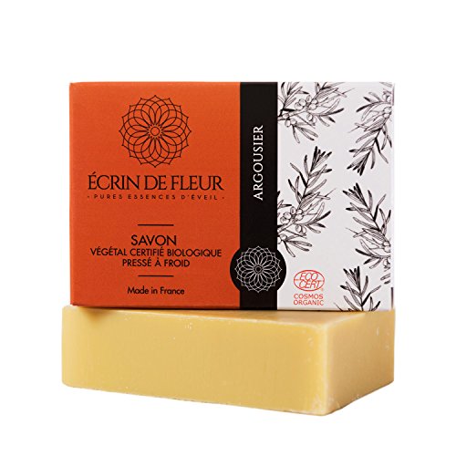 Écrin De Fleur | Jabón Espino Amarillo | Certificado Orgánico | Hecho a Mano en Francia con Jugo de Espino Amarillo | para Piel Grasa | Apto para el Lavado Frecuente de las Manos | 100g