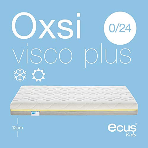 Ecus Kids, El colchón de cuna Oxsi Visco Plus efecto antiasfixia y viscoelástica ergonómica - Doble cara, una para verano y otra para invierno ayudar a prevenir la plagiocefalia - Colchón cuna 120x60