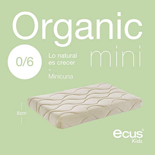 Ecus Kids, El colchón de minicuna Organic, es el colchón minicuna elaborado con materiales orgánicos que potencian sus efectos relajantes - 75x52x8