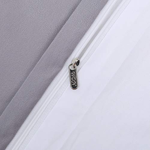 Edredón para él y para ella Funda nórdica de edredón de doble tamaño con cierre de cremallera 3 piezas de microfibra suave Juego de cama blanca gris con 2 fundas de almohada 200 * 200 cm