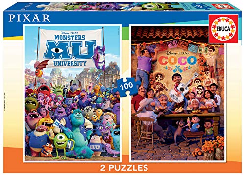 Educa- Pixar: Coco y Monsters University 2 Puzzles Infantiles de 100 Piezas, a Partir de 6 años (18635)