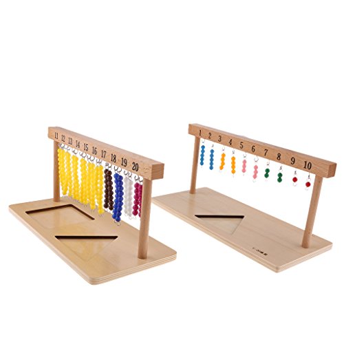 Educación Temprana para Niños Aprender Material Montessori Barras De Cuentas Número Matemático Contar 1-20 Marco Colgante