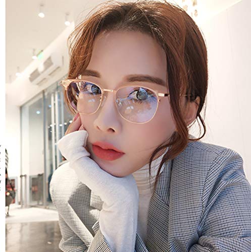 Effnny Bloqueo de luz azul Gafas anti fatiga filtro UV juegos de computadora monturas de gafas de lectura Para hombres mujeres 5054 (Oro rosa)