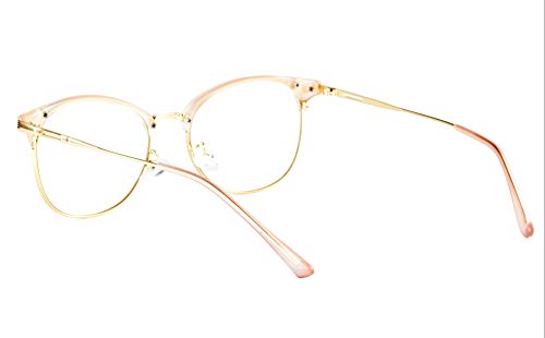 Effnny Bloqueo de luz azul Gafas anti fatiga filtro UV juegos de computadora monturas de gafas de lectura Para hombres mujeres 5054 (Oro rosa)