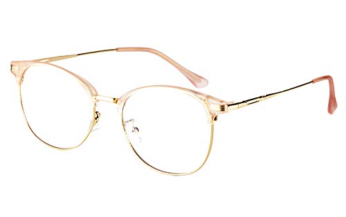 Effnny Bloqueo de luz azul Gafas anti fatiga filtro UV juegos de computadora monturas de gafas de lectura Para hombres mujeres 5054 (Oro rosa)