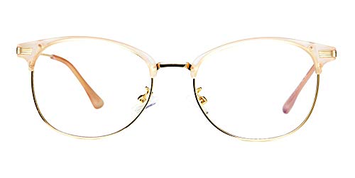 Effnny Bloqueo de luz azul Gafas anti fatiga filtro UV juegos de computadora monturas de gafas de lectura Para hombres mujeres 5054 (Oro rosa)