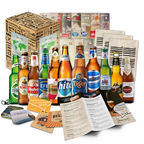 egalo de 12 Cervezas del mundo para el Día del Padre + envoltorio de regalo + Instrucciones de degustación