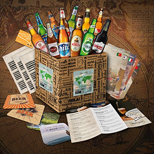egalo de 12 Cervezas del mundo para el Día del Padre + envoltorio de regalo + Instrucciones de degustación