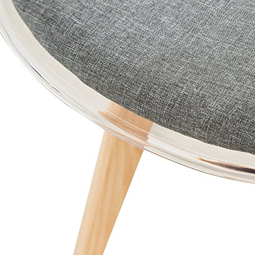 EGGREE Pace de 4 Silla Transparente Policarbonato Sillas Comedor Modernas Sillas Escandinava Acolchada, Pata Madera de Haya