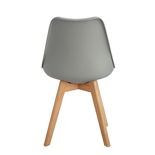 EGGREE Pack de 4 Tulip Sillas de Comedor Sillas Cocina Estilo Nórdico con Las Piernas de Madera de Roble Más Fuerte y Asiento Tapizado - Gris