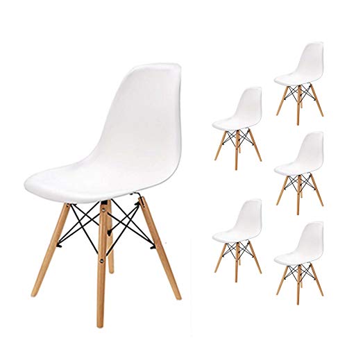 EGNM Pack 6 sillas de Comedor Blanca Silla diseño nórdico Estilo 82 x 47 x 53 cm (Blanco-6)