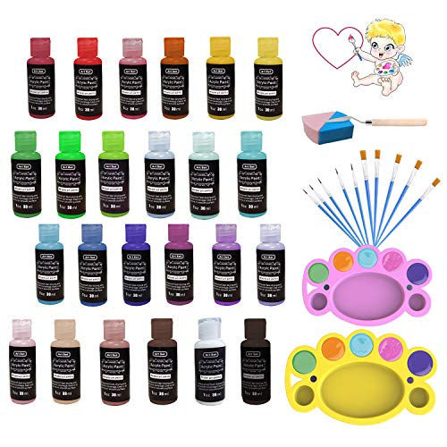 EiDevo Pintura Acrílica, Painting Pinturas Acrílicas Aplicable Para niños y adultos,Inocuidad Pinturas Acrílicas,Para Aficionados Al Arte Pintura Acrílica Profesional (24 Colores Set)