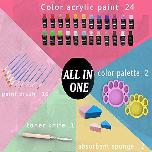EiDevo Pintura Acrílica, Painting Pinturas Acrílicas Aplicable Para niños y adultos,Inocuidad Pinturas Acrílicas,Para Aficionados Al Arte Pintura Acrílica Profesional (24 Colores Set)