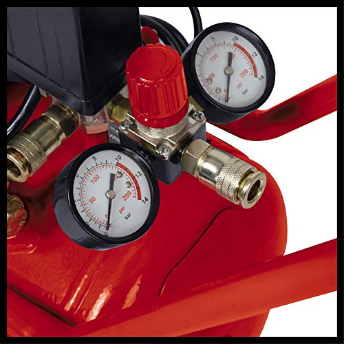 Einhell TE-AC 270/24/10 - Compresor de Aire (1.8 kW, 24 L, capacidad de admisión 270 l / min, 10 bar, lubricado con aceite, ruedas grandes) (ref. 4010450)