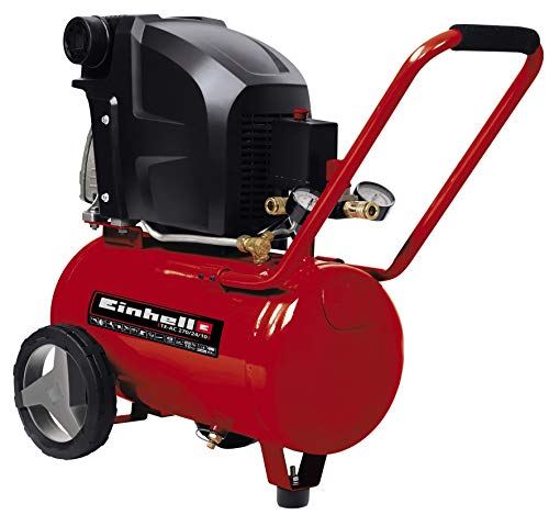Einhell TE-AC 270/24/10 - Compresor de Aire (1.8 kW, 24 L, capacidad de admisión 270 l / min, 10 bar, lubricado con aceite, ruedas grandes) (ref. 4010450)