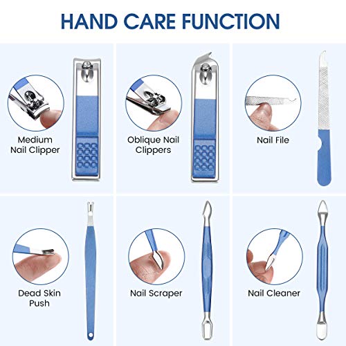 EIVOTOR Profesional Set de Manicura Pedicura, Set Manicura, Set de Manicura y Pedicura, Set de19 in 1 Cortaúñas de Acero Inoxidable, con Bonita Caja azul