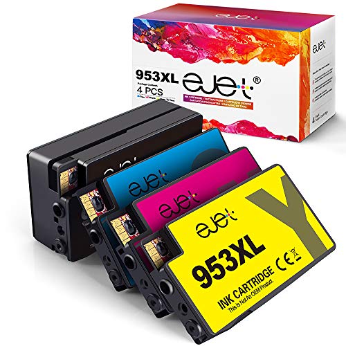 ejet Nuevo Chip Cartucho 953XL Compatible con HP 953XL 953 para HP Officejet Pro 8710 8720 7740 8715 8210 8725 8728 8730 8740 Impresora (1 nNegro / 1 Cian / 1 Magenta / 1 Amarillo, Paquete de 4)