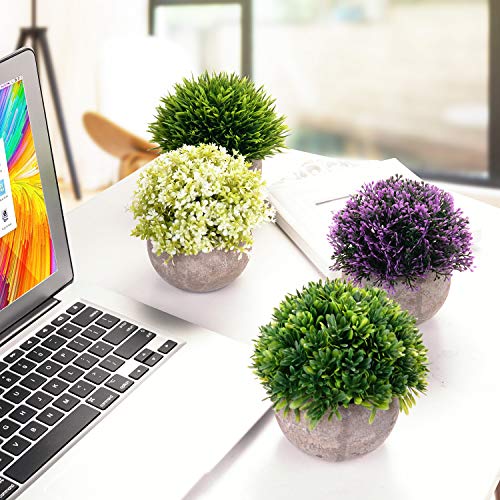 EKKONG Plantas Artificiales Suculentas Plásticas Flor pequeñas en Maceta para decoración del hogar o la Oficina Decorativa en Maceta Oficina en Casa Paquete de 4 (4 pcs)