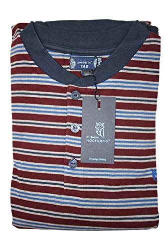 El Búho Nocturno Pijama de Caballero de Manga Larga y a Rayas Pijama Moderno Pijama de Entretiempo de Punto de algodón para Hombre XXL Granate-Gris-Azafata