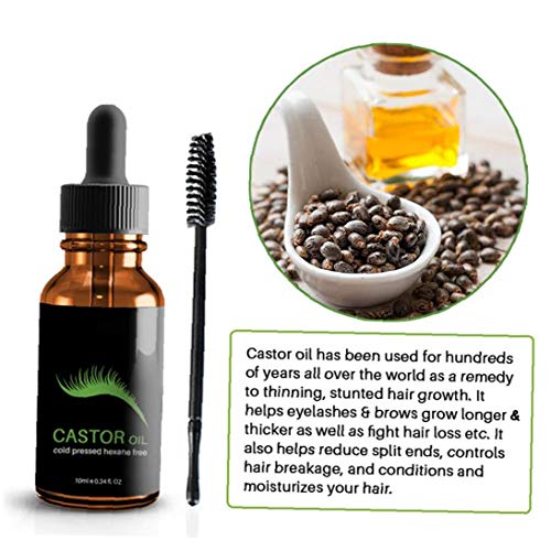 El crecimiento del pelo bolso de 1bottle aceite de ricino puro suero All Natural Tratamiento Hidratante adelgazamiento del cabello más grueso Promueve 1 oz Fuller pestaña por un