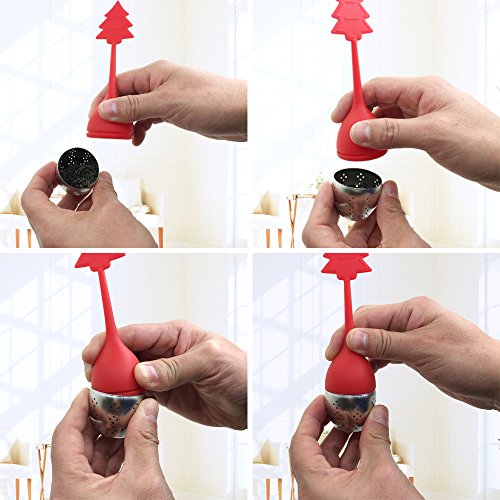 El infusor de té con bandeja de goteo incluye el juego de 5, filtro de té y filtro de té SourceTon con mango de silicona de acero inoxidable y filtro de té.