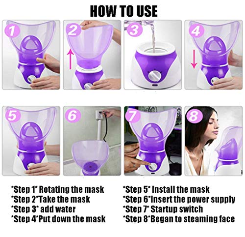 El vaporizador facial profesional,el spa de sauna de vapor caliente y sauna facial de, rejuvenece e hidrata tu piel para un cutis juvenil, también se usa como difusor de aromaterapia(Púrpura)