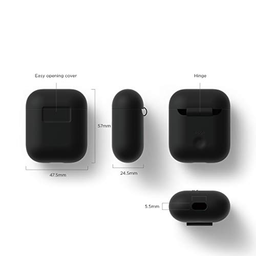 elago Funda Silicona Compatible con Apple AirPods 1 & 2 (LED Frontal no Visible) - Soporta Carga inalámbrica, Extra Protección (Negro)