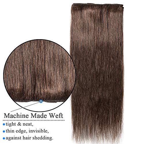 Elailite Extensiones de Clip de Pelo Natural Cabello Humano Remy Human Hair Mujer - 60 cm #04 Castaño Medio -[Delgada]