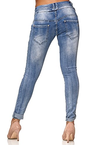 Elara Jeans para Mujer Boyfriend Baggy Botones Chunkyrayan Azul C613M Blue 40/L