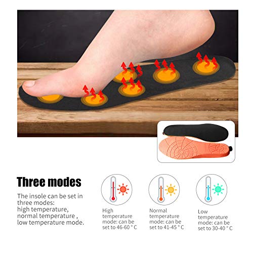 Eléctrica Plantillas Calefactables con Control Remoto, Tamaño Ajustable, Batería Recargable Incorporada, Ajuste de Temperatura de 3 Velocidades, Calentador de Pies con Calefacción para Hombres Mujeres