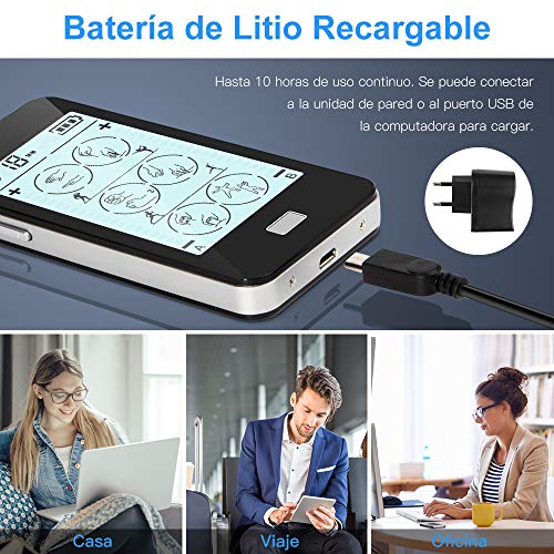 Electroestimulador Digital 24 Modos, 2 Canales, 8 Electrodos con Pantalla Táctil para Alivio del Dolor y Relajación Muscular
