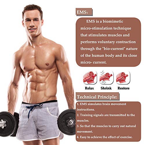 Electroestimulador Muscular Abdominales Masajeador, EMS Ejercitador del Cuerpo de los Músculos de Abdomen/Brazo/Piernas/Cintura Entrenador Muscular Hombre/Mujer