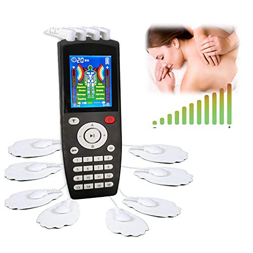 Electroestimuladores Tens y EMS Estimulador De Pulsos, Electroestimulador Digital Masaje,Recargable con 16 Modos y 8 Pads 2 Canales