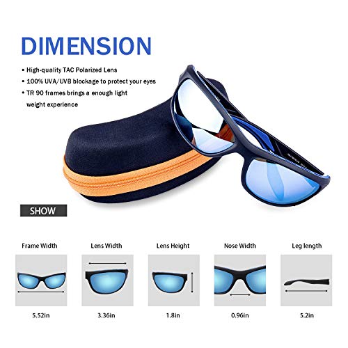 Elegear Gafas de Sol Hombre Polarizadas Gafas Deportivas Súper Ligero y Cómodo Anti UVA UV Marco TR90 Lente Espejo con REVO Gafas Hombre y Mujer Ciclismo MTB Running Coche Moto Montaña-Gafas Azules