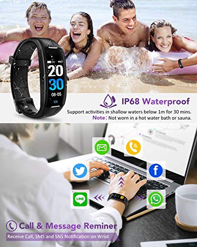 ELEGIANT Pulsera de Actividad Inteligente para Mujer Hombre, Reloj Inteligente IP68 Deportivo, Monitor de Ritmo Cardíaco en Tiempo Real, Sueño, Podómetro, Calorías, Notificación SMS para Android iOS