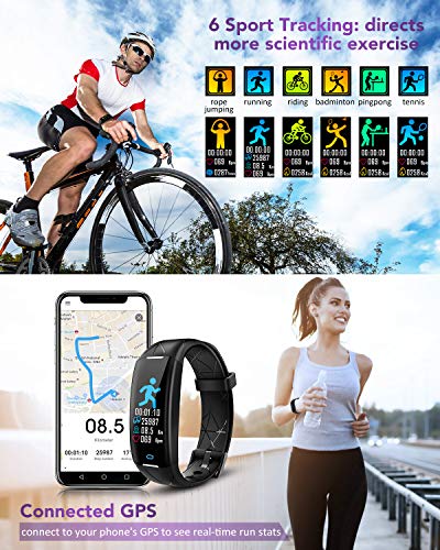 ELEGIANT Pulsera de Actividad Inteligente para Mujer Hombre, Reloj Inteligente IP68 Deportivo, Monitor de Ritmo Cardíaco en Tiempo Real, Sueño, Podómetro, Calorías, Notificación SMS para Android iOS