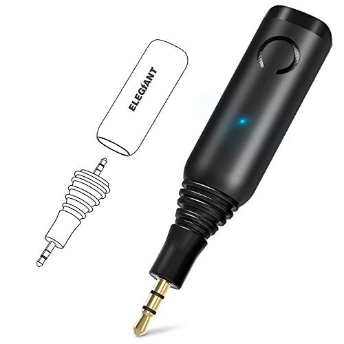 ELEGIANT Receptor Bluetooth 5.0, Adaptador Bluetooth para Audio Aux de Sistema Estéreo de Alta Fidelidad Altavoz Automóvil Jack con Micrófono Super Baja Latencia para Hablar con Manos Libres