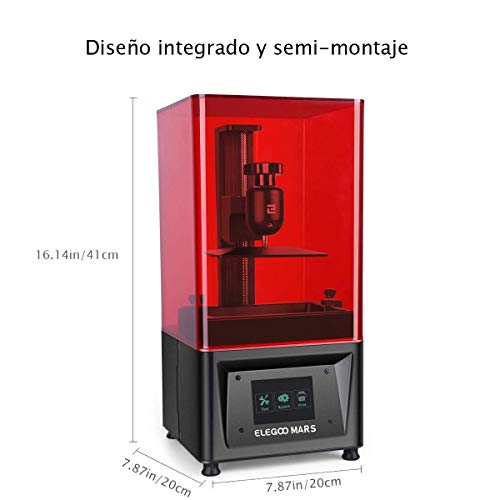 ELEGOO MARS Impresora 3D UV Fotocurado con 3.5" Pantalla Táctil Inteligente de Color Impresión Fuera de Línea 115mm(L) x 65mm(W) x 150mm(H) Tamaño de Impresión-Negro