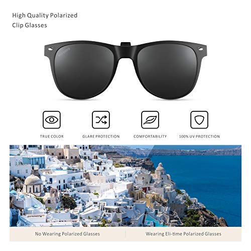 Eli-time Polarizado Clip Unisex en Gafas de Sol para Anteojos Recetados-Buen Estilo de Clip Gafas de Sol para la Miopía Gafas al Aire Libre/Conducción/Pescar