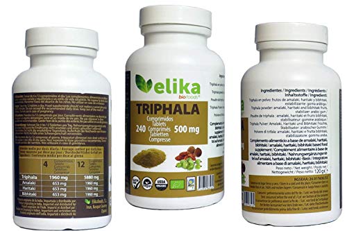 Elikafoods - Triphala del Himalaya, Ayurveda orgánico, 240 comprimidos, 500 mg