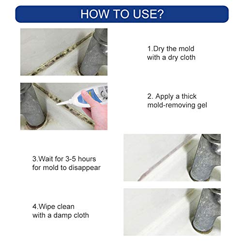 Eliminador de Moho, Antimoho, Limpiador Moho, Gel Removedor De Moho, Antimanchas Gel, Eficaz para Manchas de microorganismos en Cocinas, Paredes, Azulejos, Bañeras, 120g