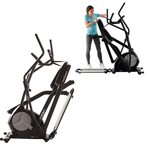 Elíptica de Maxxus® CX 4.3f, plegable, bicicleta elíptica, rueda de inercia de 26 kg, longitud de zancada 51 cmIncluye ruedas de transporte, programas de entrenamiento, programas de frecuencia cardíaca, programa de usuario, freno magnético eléctrico, movi