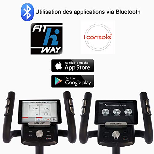 Elíptica de Maxxus® CX 4.3f, plegable, bicicleta elíptica, rueda de inercia de 26 kg, longitud de zancada 51 cmIncluye ruedas de transporte, programas de entrenamiento, programas de frecuencia cardíaca, programa de usuario, freno magnético eléctrico, movi