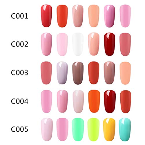 Elite99 3 en 1 Esmaltes Semipermanentes de Uñas en Gel UV LED, 6pcs Kit de Un paso Esmaltes de Uñas 10ml 005