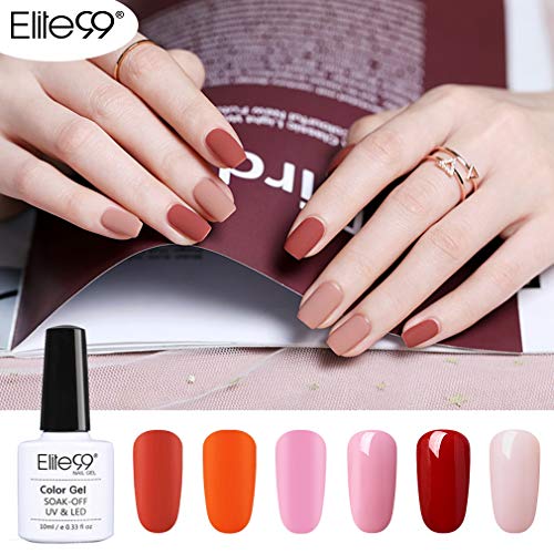 Elite99 3 en 1 Esmaltes Semipermanentes de Uñas en Gel UV LED, 6pcs Kit de Un paso Esmaltes de Uñas 10ml 005