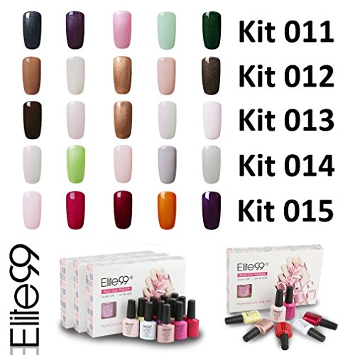 Elite99 Esmalte de Uñas Semipermanente Uñas de Gel UV LED Kit de Manicura 5pcs en Caja Pintauñas Soak off 7.3ml - Kit 003